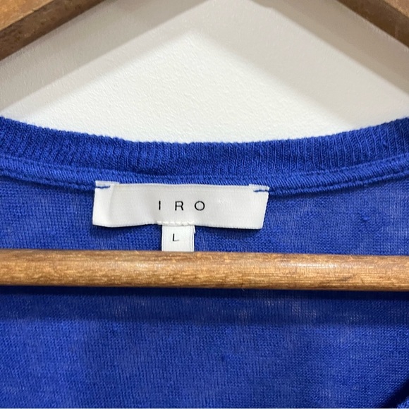 IRO Poppy Tee Royal Blue Distressed Linen Short Sleeve Top Crewneck Size Large - Picture 7 of 8